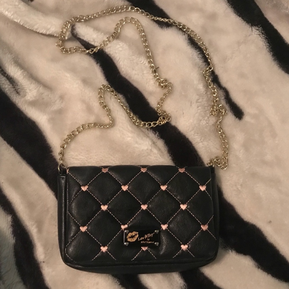 Small Betsey Johnson Black Quilted crossbody